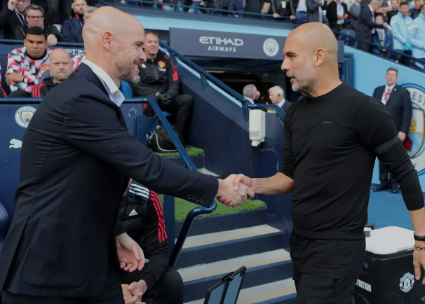Erik ten Hag i Pep Guardiola/fot. manchestereveningnews