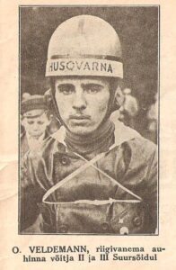 Oskar Veldeman na przedwojennych zawodach żużlowych